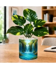 Artificial Tree Ceramic Photo Pot With White Stones 3x4 Inch (F164583)