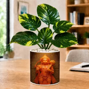 Artificial Tree Ceramic Photo Pot With White Stones 3x4 Inch (F164585)