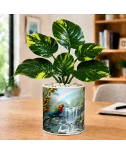 Artificial Tree Ceramic Photo Pot With White Stones 3x4 Inch (F164593)