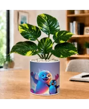 Artificial Tree Ceramic Photo Pot With White Stones 3x4 Inch (F164597)