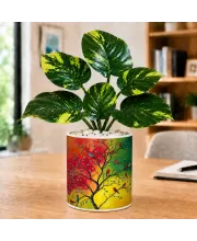 Artificial Tree Ceramic Photo Pot With White Stones 3x4 Inch (F164603)