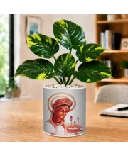 Artificial Tree Ceramic Photo Pot With White Stones 3x4 Inch (F164605)
