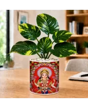 Artificial Tree Ceramic Photo Pot With White Stones 3x4 Inch (F164606)