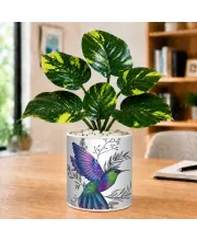 Artificial Tree Ceramic Photo Pot With White Stones 3x4 Inch (F164617)