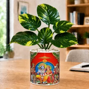 Artificial Tree Ceramic Photo Pot With White Stones 3x4 Inch (F164620) Artificial Tree Ceramic Photo Pot With White Stones 3x4 Inch (F164620)