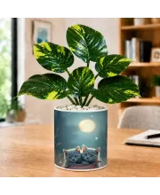 Artificial Tree Ceramic Photo Pot With White Stones 3x4 Inch (F164624)