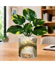 Artificial Tree Ceramic Photo Pot With White Stones 3x4 Inch (F164625)