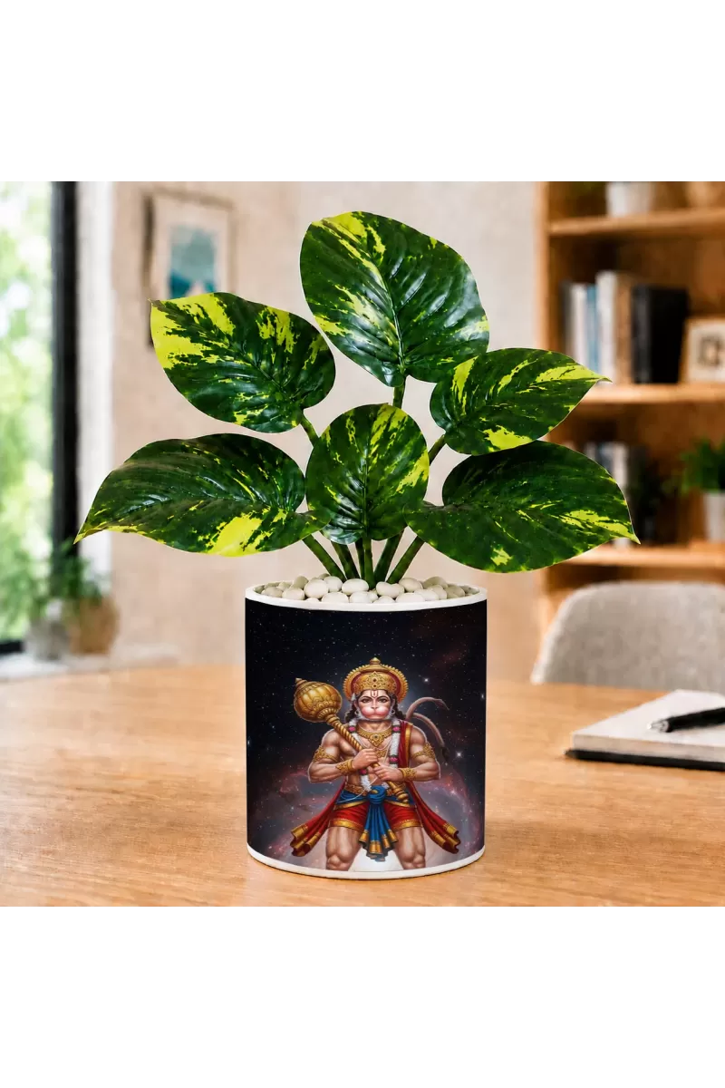 Artificial Tree Ceramic Photo Pot With White Stones 3x4 Inch (F164626)