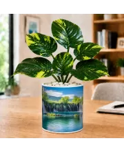 Artificial Tree Ceramic Photo Pot With White Stones 3x4 Inch (F164627)