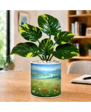 Artificial Tree Ceramic Photo Pot With White Stones 3x4 Inch (F164629)