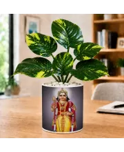Artificial Tree Ceramic Photo Pot With White Stones 3x4 Inch (F164633)