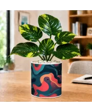 Artificial Tree Ceramic Photo Pot With White Stones 3x4 Inch (F164638)