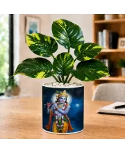 Artificial Tree Ceramic Photo Pot With White Stones 3x4 Inch (F164640)