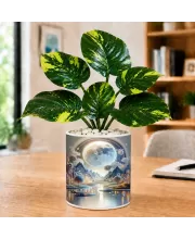 Artificial Tree Ceramic Photo Pot With White Stones 3x4 Inch (F164641)