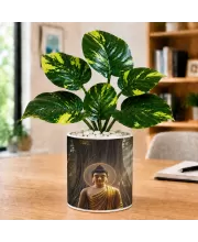 Artificial Tree Ceramic Photo Pot With White Stones 3x4 Inch (F164643)