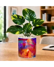 Artificial Tree Ceramic Photo Pot With White Stones 3x4 Inch (F164652)