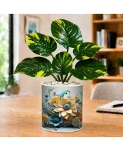 Artificial Tree Ceramic Photo Pot With White Stones 3x4 Inch (F164653)