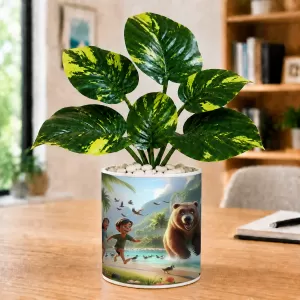 Artificial Tree Ceramic Photo Pot With White Stones 3x4 Inch (F164655) Artificial Tree Ceramic Photo Pot With White Stones 3x4 Inch (F164655)