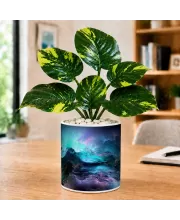 Artificial Tree Ceramic Photo Pot With White Stones 3x4 Inch (F164658)