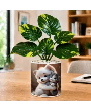Artificial Tree Ceramic Photo Pot With White Stones 3x4 Inch (F164659)
