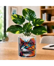 Artificial Tree Ceramic Photo Pot With White Stones 3x4 Inch (F164662)