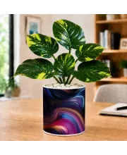 Artificial Tree Ceramic Photo Pot With White Stones 3x4 Inch (F164666)