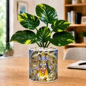 Artificial Tree Ceramic Photo Pot With White Stones 3x4 Inch (F164667) Artificial Tree Ceramic Photo Pot With White Stones 3x4 Inch (F164667)