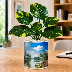Artificial Tree Ceramic Photo Pot With White Stones 3x4 Inch (F164673) Artificial Tree Ceramic Photo Pot With White Stones 3x4 Inch (F164673)