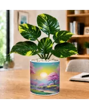 Artificial Tree Ceramic Photo Pot With White Stones 3x4 Inch (F164677)