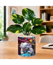 Artificial Tree Ceramic Photo Pot With White Stones 3x4 Inch (F164679)