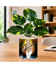 Artificial Tree Ceramic Photo Pot With White Stones 3x4 Inch (F164682)