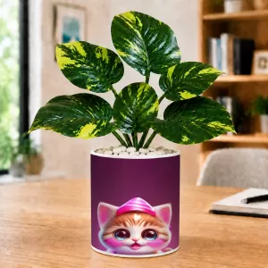 Artificial Tree Ceramic Photo Pot With White Stones 3x4 Inch (F164683)