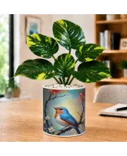 Artificial Tree Ceramic Photo Pot With White Stones 3x4 Inch (F164686)