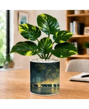 Artificial Tree Ceramic Photo Pot With White Stones 3x4 Inch (F164694)