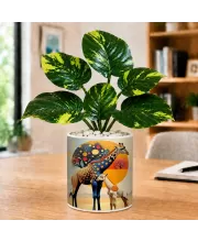 Artificial Tree Ceramic Photo Pot With White Stones 3x4 Inch (F164695)