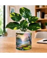 Artificial Tree Ceramic Photo Pot With White Stones 3x4 Inch (F164701)
