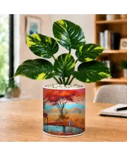 Artificial Tree Ceramic Photo Pot With White Stones 3x4 Inch (F164702)
