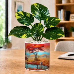 Artificial Tree Ceramic Photo Pot With White Stones 3x4 Inch (F164702) Artificial Tree Ceramic Photo Pot With White Stones 3x4 Inch (F164702)