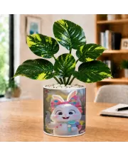 Artificial Tree Ceramic Photo Pot With White Stones 3x4 Inch (F164707)