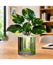 Artificial Tree Ceramic Photo Pot With White Stones 3x4 Inch (F164708)