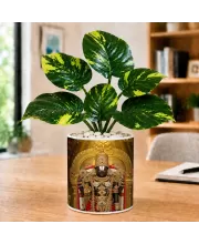 Artificial Tree Ceramic Photo Pot With White Stones 3x4 Inch (F164710)