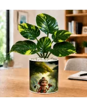 Artificial Tree Ceramic Photo Pot With White Stones 3x4 Inch (F164714)