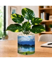 Artificial Tree Ceramic Photo Pot With White Stones 3x4 Inch (F164715)