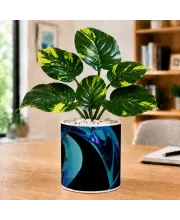 Artificial Tree Ceramic Photo Pot With White Stones 3x4 Inch (F164716)