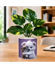 Artificial Tree Ceramic Photo Pot With White Stones 3x4 Inch (F164717)