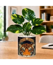 Artificial Tree Ceramic Photo Pot With White Stones 3x4 Inch (F164719)