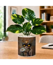Artificial Tree Ceramic Photo Pot With White Stones 3x4 Inch (F164722)