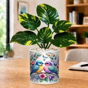 Artificial Tree Ceramic Photo Pot With White Stones 3x4 Inch (F164723)
