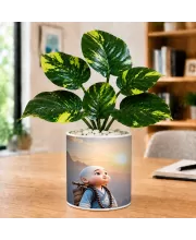 Artificial Tree Ceramic Photo Pot With White Stones 3x4 Inch (F164726)