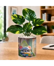 Artificial Tree Ceramic Photo Pot With White Stones 3x4 Inch (F164728)